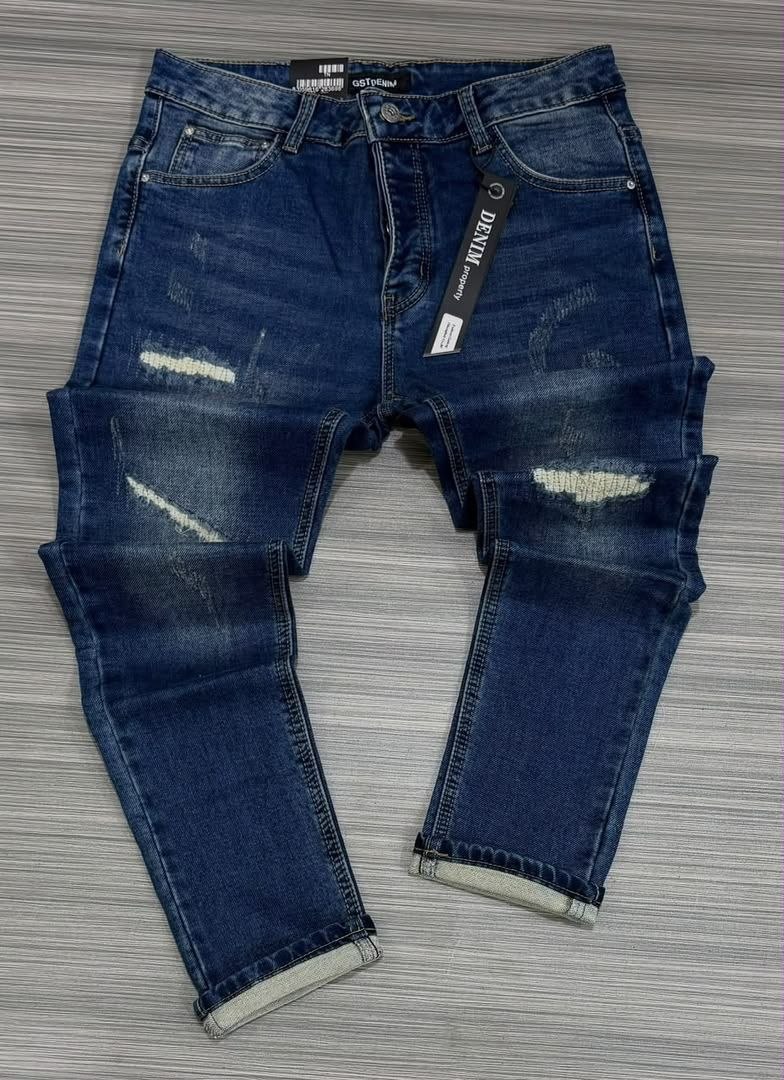 Blue Ripped Slim Fit Jeans - Men's Jeans in Kumasi