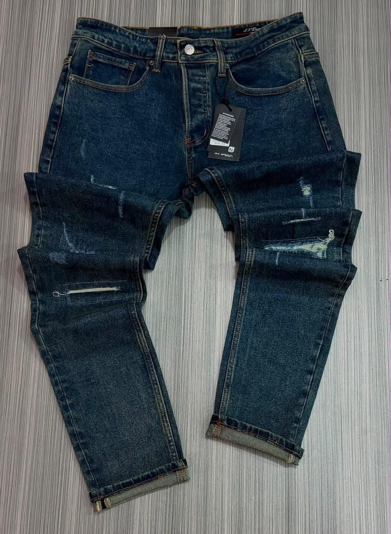 Dark Wash Distressed Denim Jeans - Men's Jeans in Kumasi