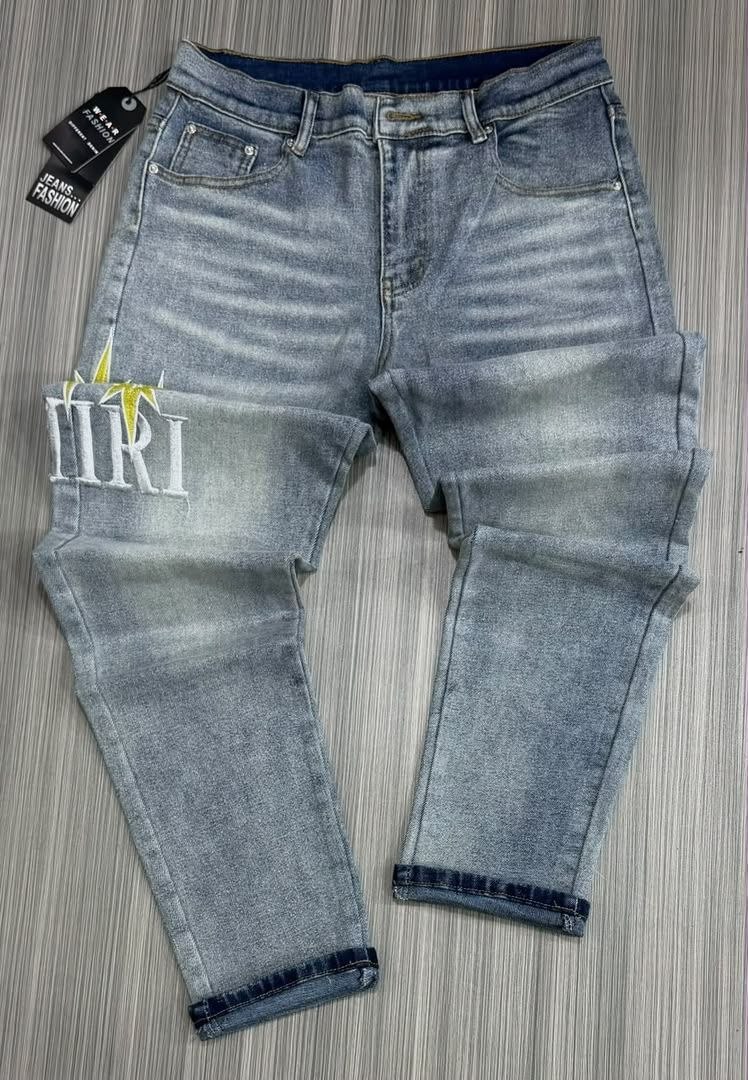 Light Acid Wash Graphic Jeans - Men's Jeans in Kumasi