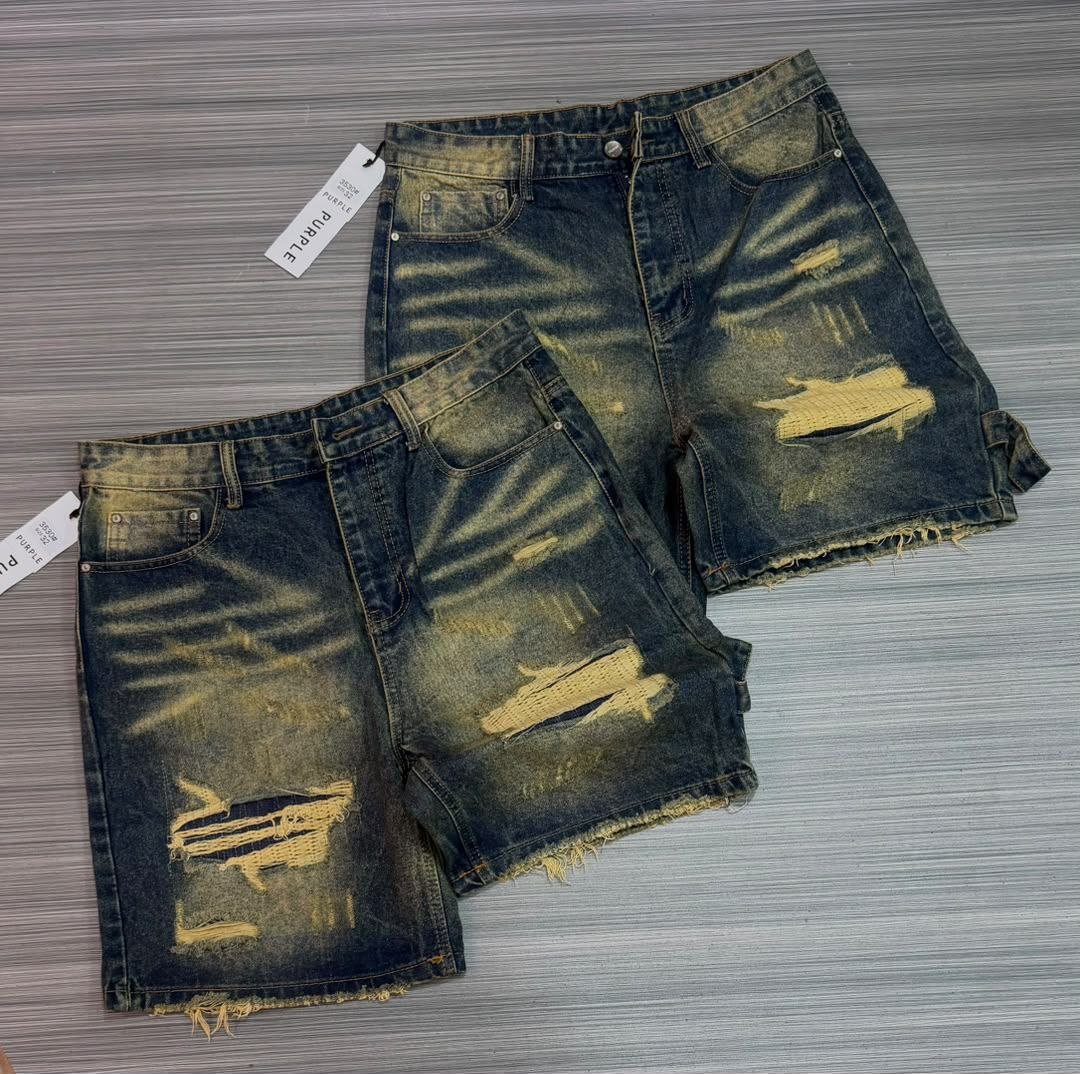Distressed Acid Wash Denim Shorts - Men's Shorts in Kumasi