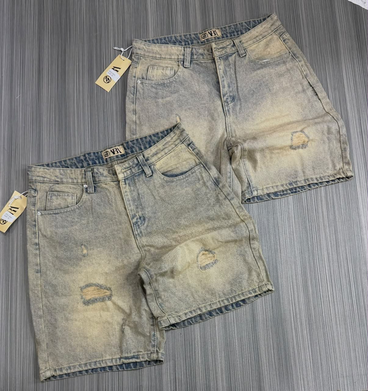 Light Acid Wash Distressed Denim Shorts - Men's Shorts in Kumasi