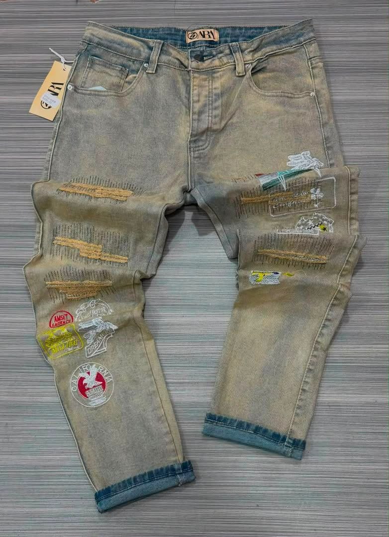 Distressed Patchwork Wash Jeans - Men's Jeans in Kumasi