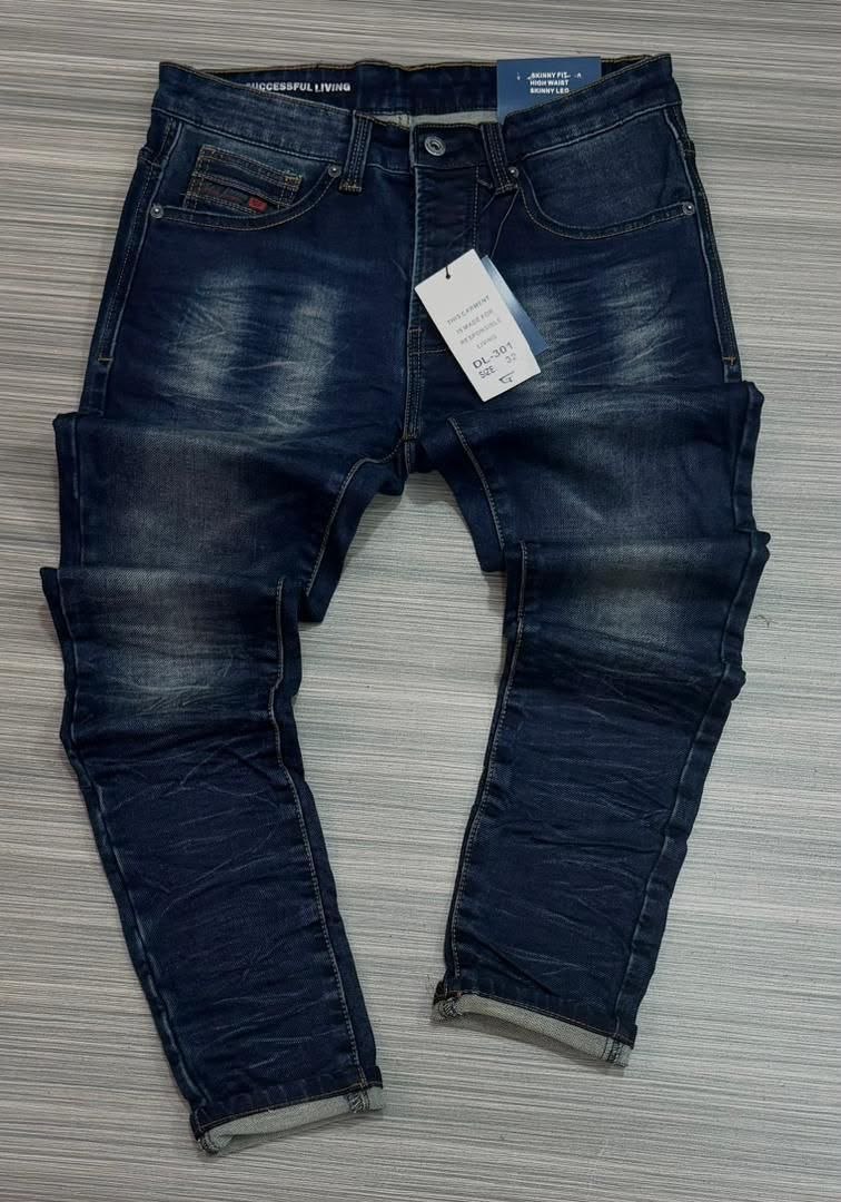 Dark Blue Acid Wash Skinny Jeans - Men's Jeans in Kumasi