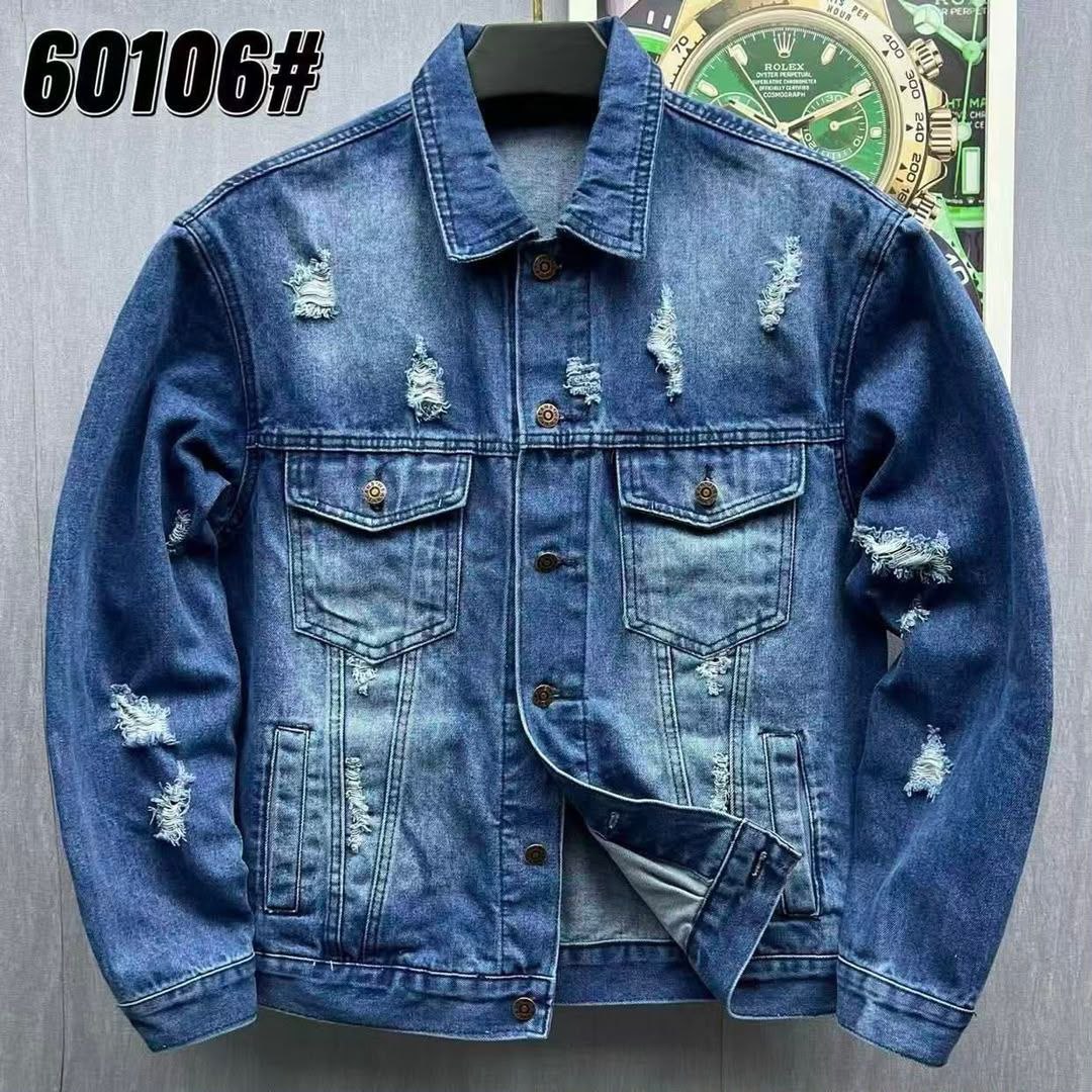 Distressed Blue Denim Jacket - Men's Shirts in Kumasi