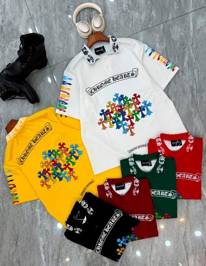 Chrome Hearts Graphic Polo Shirt Assorted Colors - Men's Shirts in Kumasi