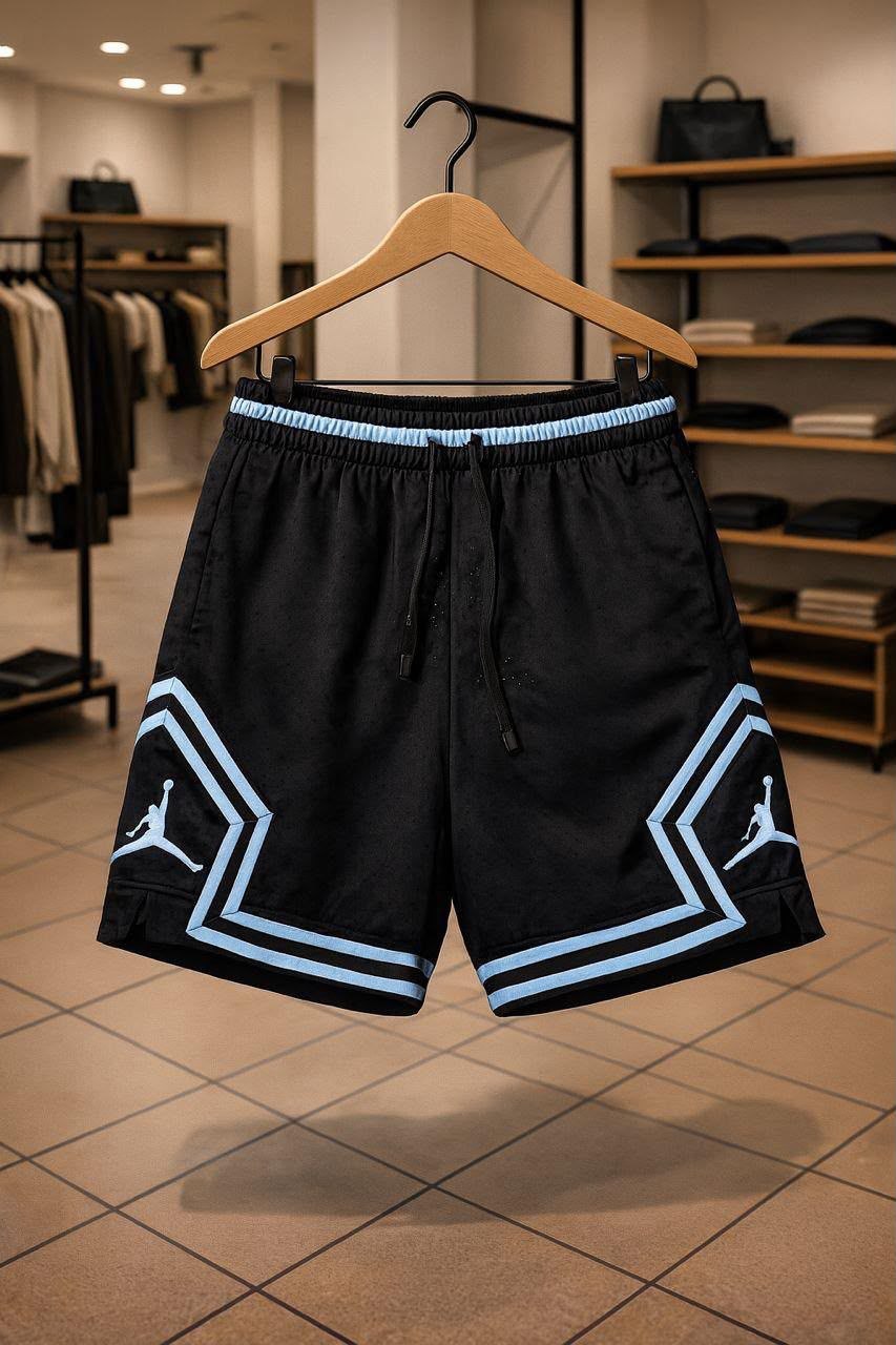 Black Jordan Mesh Basketball Shorts with Light Blue Trim - Men's Shorts in Kumasi