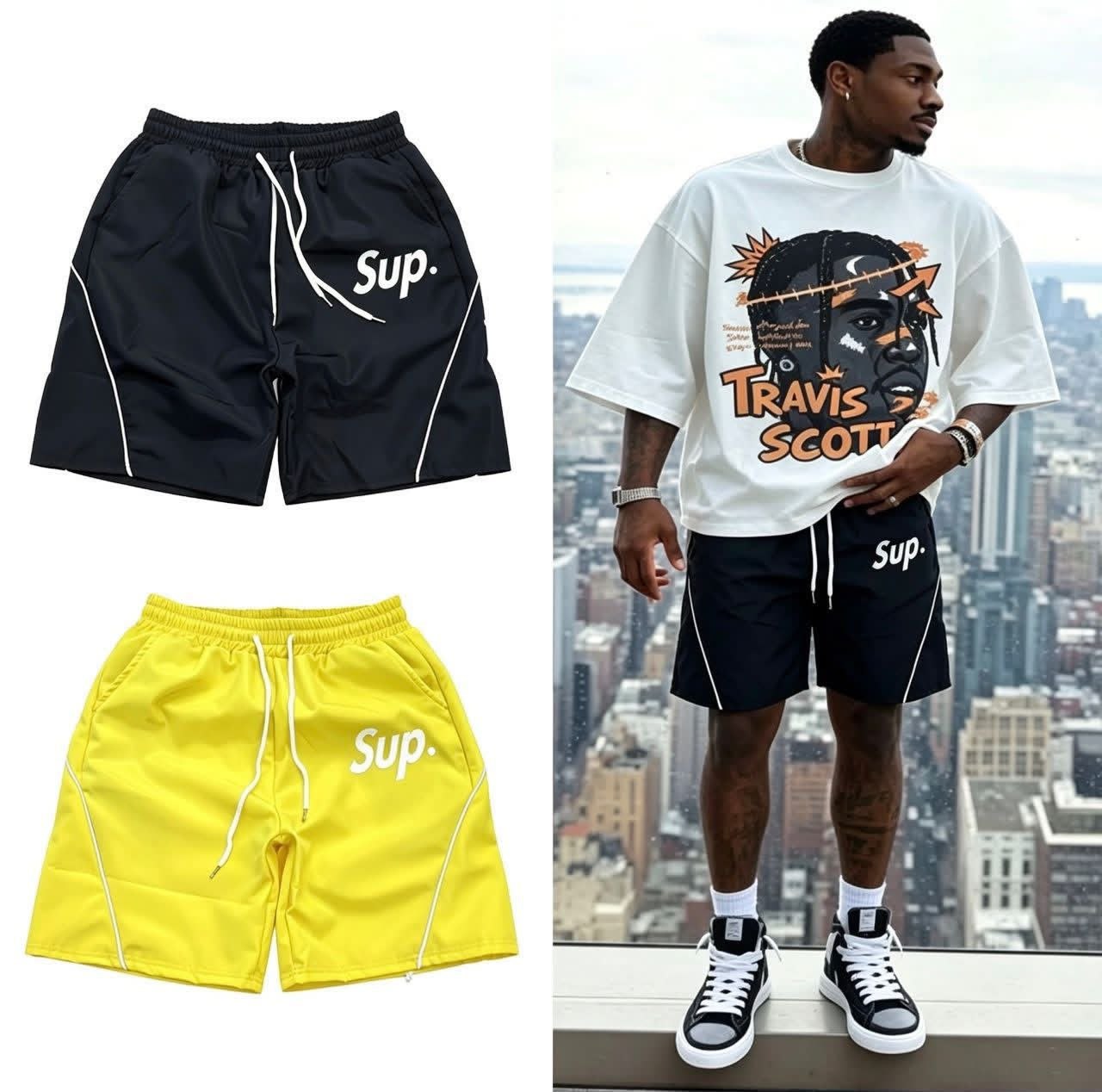 Sup Graphic Drawstring Sports Shorts - Men's Shorts in Kumasi