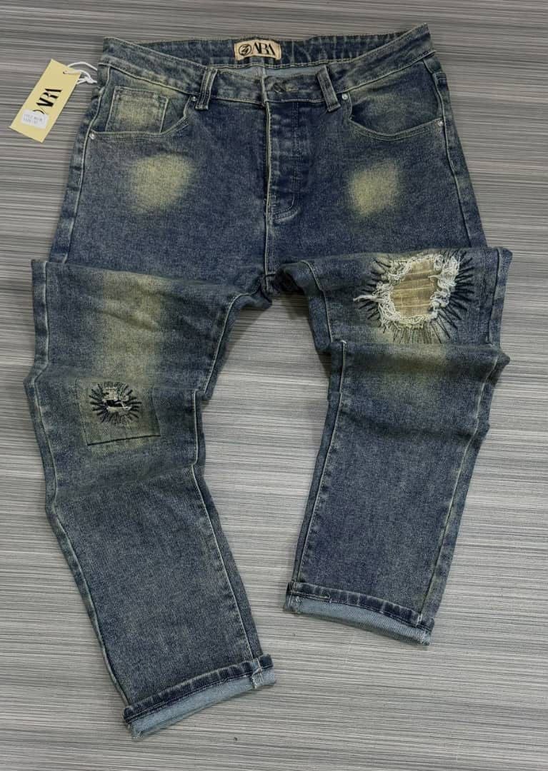 Distressed Blue Slim Fit Jeans - Men's Jeans in Kumasi